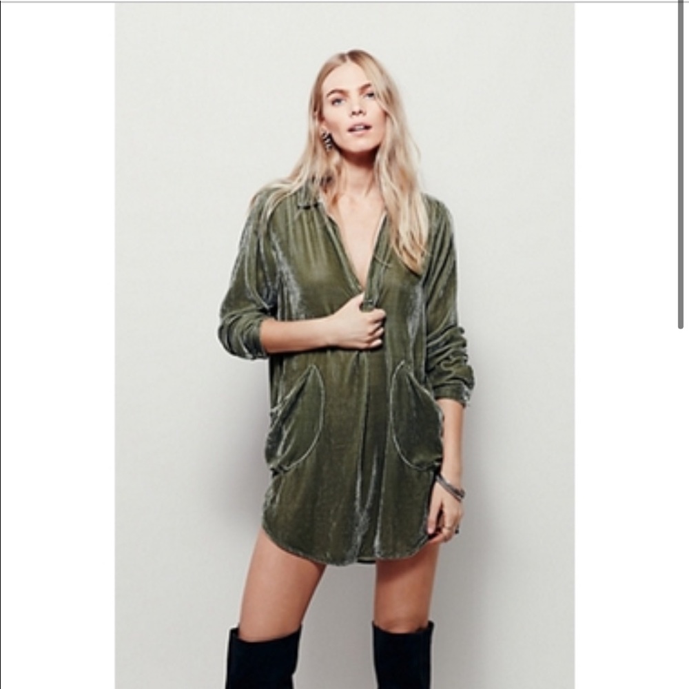 Free People CP Shades Velvet Shirtdress